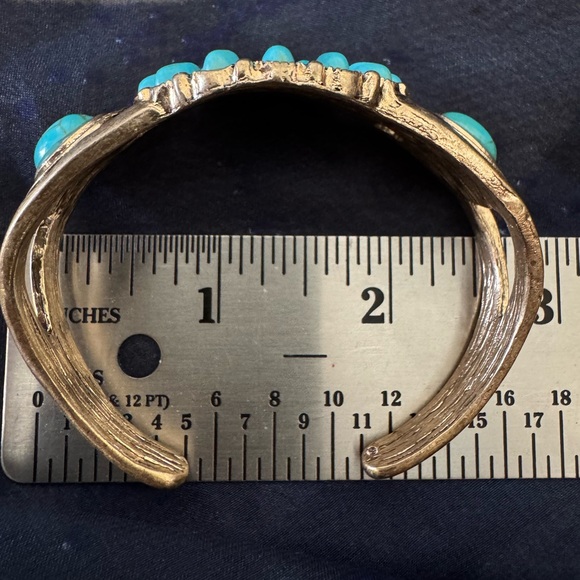 Southwestern Turquoise Style Wide Cuff Bracelet Boho Statement - Picture 16 of 16